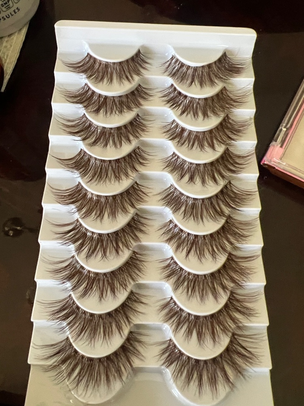 Natural Brown Fluffy False Eyelashes - Multipack